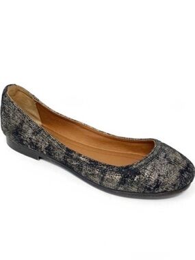 Frye Carson Ballet Flats Metallic Gold & Black Crackle Leather Size 6.5